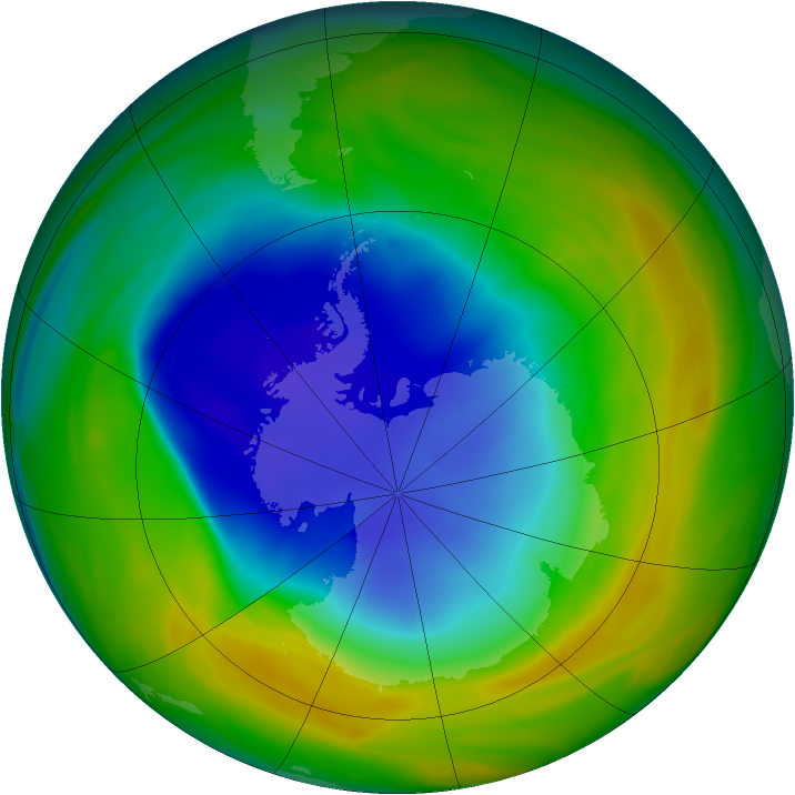 Antarctic ozone map for 31 October 2005